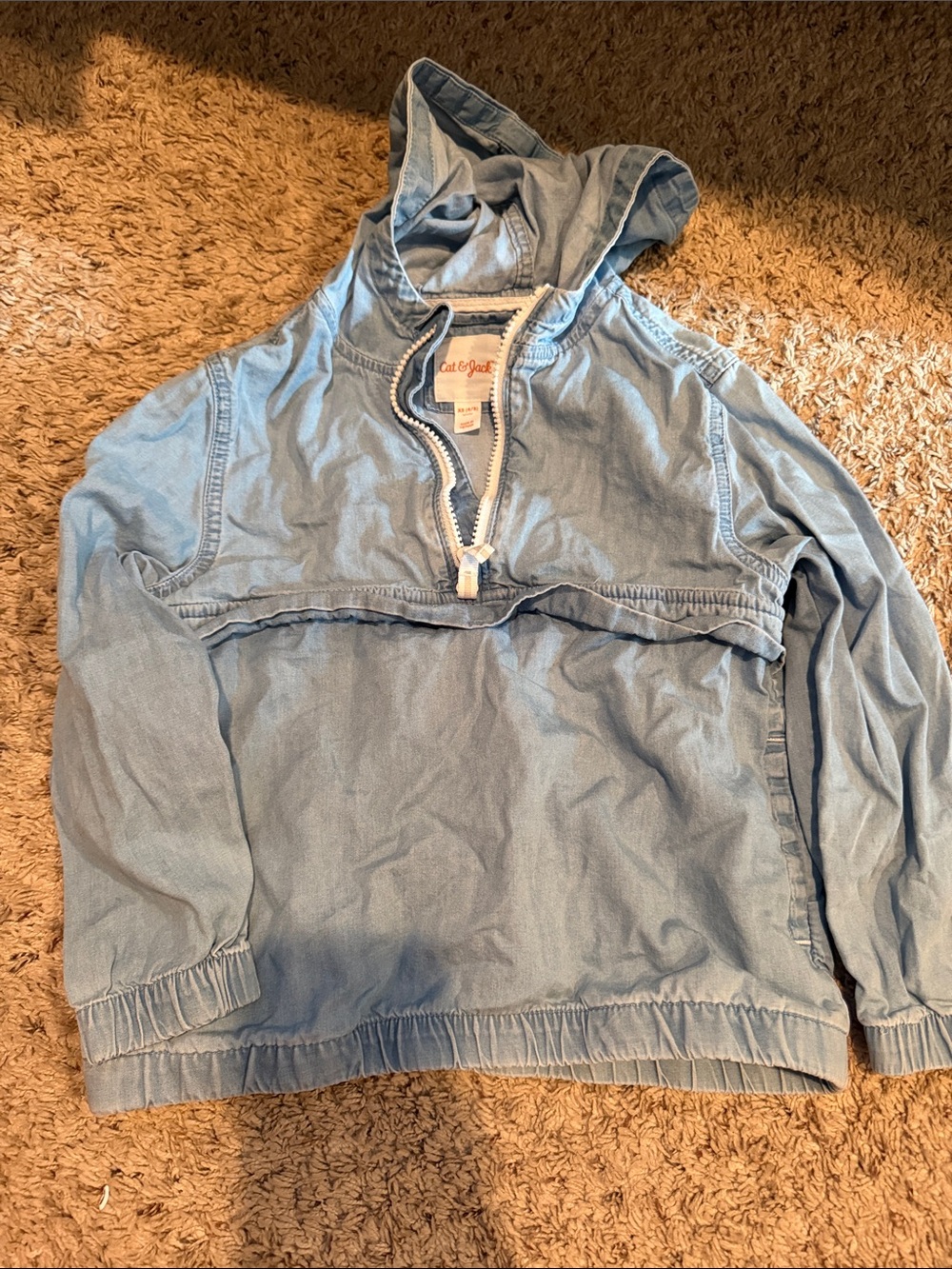 Cat & Jack Light Blue Hooded Half-Zip Jean Jacket for Kids